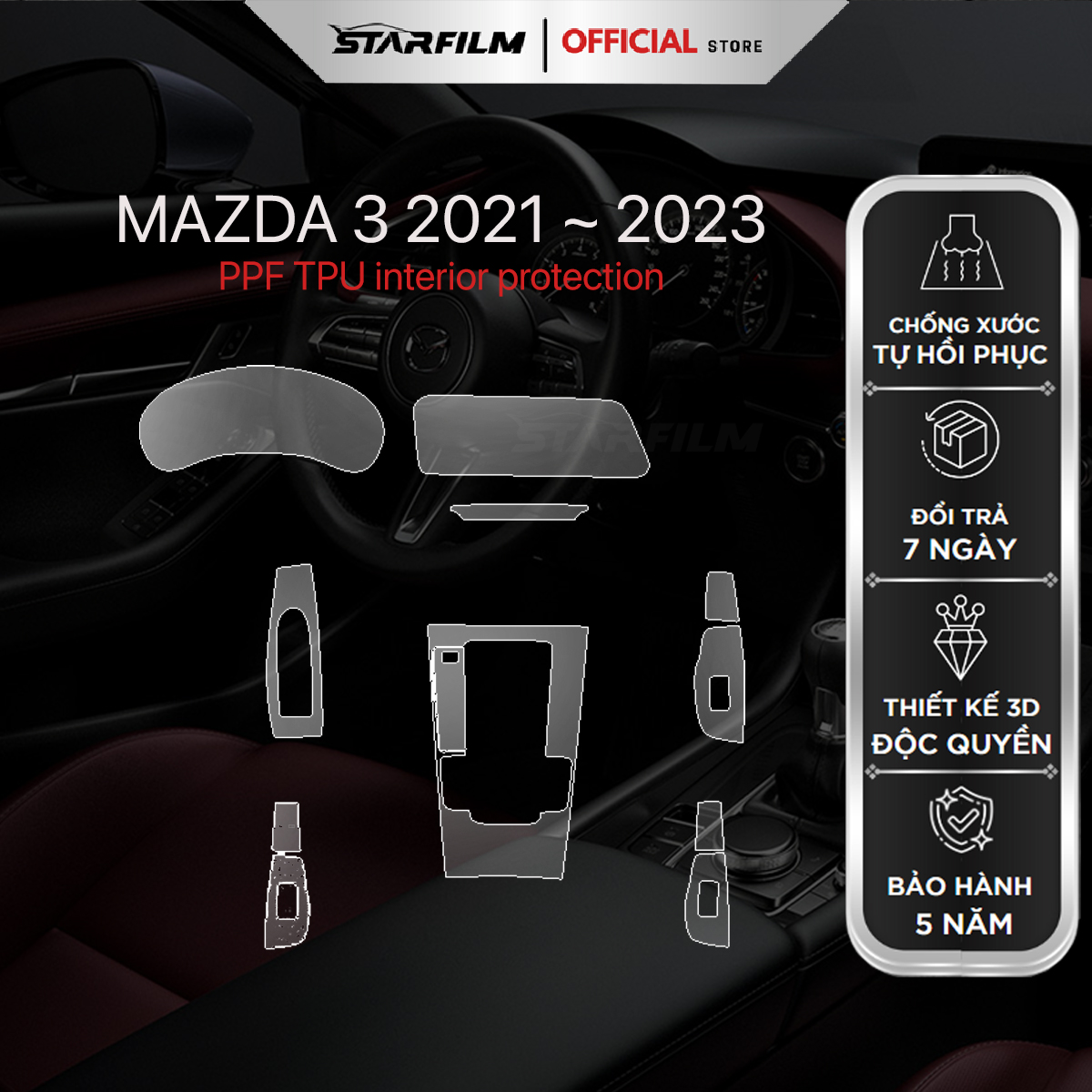 Mazda 3 2021-2024 PPF TPU chống xước tự hồi phục STAR FILM